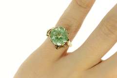 10K Yellow Gold Art Nouveau Ornate Lime Quartz Cocktail Ring