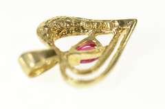 10K Yellow Gold Classic Heart Pear Ruby Diamond Love Symbol Pendant