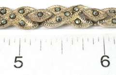 Edgy Marcasite-Studded Bracelet in Sterling Silver