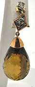 18 KT GOLD TEAR DROP EARRINGS WITH DIAMONDS QUARTZ