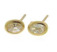 Charming 18kt Bezel Set Oval CZ Earrings