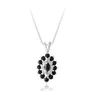 Sterling Silver 1.35ct Sapphire & Diamond Accent Marquise Necklace