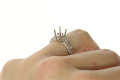 18K White Gold 0.22 Ctw Diamond 7mm Engagement Setting Ring