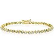 18K Gold over Sterling Silver Bezel Set CZ Tennis Bracelet