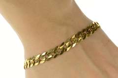 10K Yellow Gold 7.9mm Cuban Curb Link Classic Chain Men's Bracelet