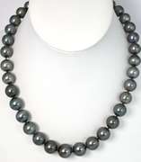 Breathtaking Dark Gray Tahitian Pearl Necklace with 14KT White Gold Clasp