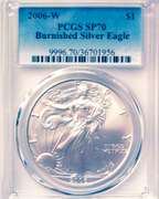 KEY 2006-W Burnished Silver Eagle, PCGS MS70