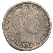 1892 O Barber Quarter