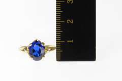 10K Yellow Gold 1940's Classic Syn. Sapphire Ornate Statement Ring