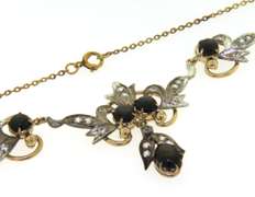 Wonderful Set of Cab Black Sapphire Neckace and Earrings