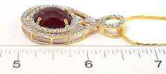 Enamoring Massive 10.00CTS Natural cabochon Star Ruby & White Sapphire Droplet Necklace in Vermeil