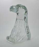 Vintage Clear Glass American Bald Eagle Head Bookend