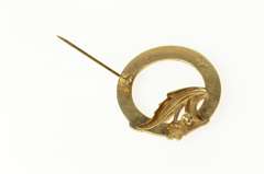 Gold Filled Retro Ornate Leaf Flower Classic Statement Pin/Brooch