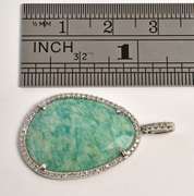 Vibrant Amazonite & Diamond Pendant in 14K WG