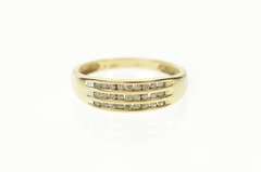 10K Yellow Gold Tiered Diamond Channel Statement Band Ring