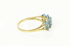 10K Yellow Gold Five Stone Marquise Blue Topaz Statement Ring