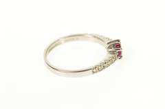 14K White Gold Oval Ruby Diamond Inset Engagement Ring