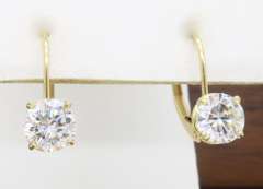 Diamond Solitaire Lever Back Earrings