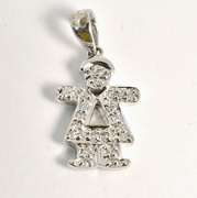 Charming Girl Pendant with Diamonds in 14K WG