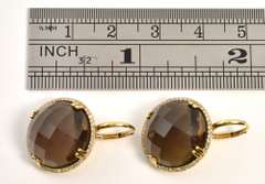 Stylish Smokey Topaz & Diamond Earrings in 14K YG