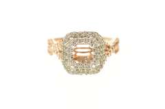 14K Rose Gold Ornate Halo Squared Engagement Setting Ring