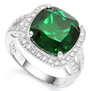 6 2/5 CARAT GREEN SAPPHIRE & 1/2 CARAT WHITE SAPPHIRE RING
