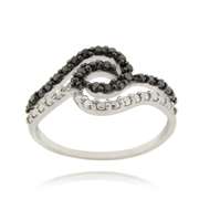Sterling Silver Black Diamond Accent Swirl Ring