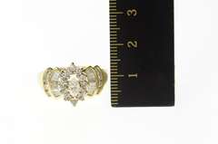 10K Yellow Gold 1.55 Ctw Marquise Diamond Halo Engagement Ring