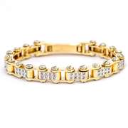 Breathtaking 1.00CTW Diamond Motorcycle Chain Bracelet in 14KT Yellow Gold