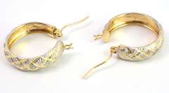 Glittering Etched Hoop Earrings in 14KT Two-Tone Gold