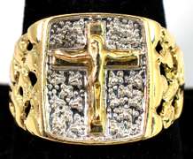 Large Jesus Ring in 2-Tone Gold