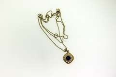 Italian Sterling Silver Blue Stone Pendant With Chain
