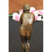 Hunched Woman Drinking Water Bronze Statue