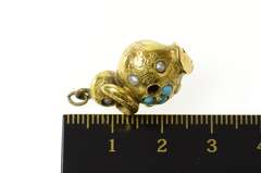 18K Yellow Gold Victorian Stylized Pearl Turquoise Urn Charm/Pendant