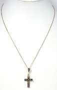 Dark Marcasite Cross Necklace in Sterling Silver