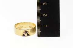 10K Yellow Gold Masonic Enamel Yod Symbol Men's Inscribed Ring