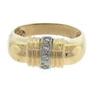 Vintage Yellow Gold Diamond Dome Ring