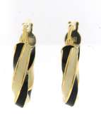 Fancy 18kt Black and White Enamel Twisted Hoop