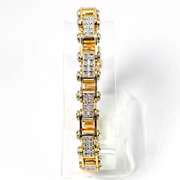 Breathtaking 1.00CTW Diamond Motorcycle Chain Bracelet in 14KT Yellow Gold