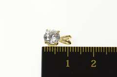 14K Yellow Gold Round Solitaire Classic Statement CZ Pendant