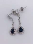 14kt Gold, Blue Sapphire, & Diamond Earrings