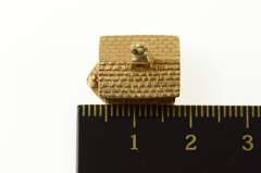 14K Yellow Gold 3D Ornate Retro School House Charm/Pendant