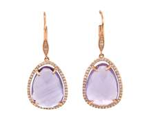 Fabulous 14kt YG Amethyst and Diamond Halo Dangle Earrings