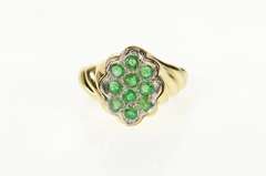 14K Yellow Gold 0.30 Ctw Emerald Retro Twist Statement Ring