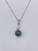 14kt White Gold, Diamond & Pearl Necklace
