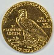 Highly Brilliant 1910 US $5 Indian Gold Piece