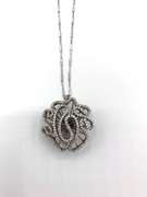 Unique Sterling Silver Pendant Necklace with White Gemstones