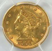 Fresh BU 1905 US $2.50 Liberty Gold Piece. PCGS MS62