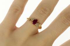 14K Yellow Gold 0.90 Ctw Oval Ruby Diamond Engagement Ring