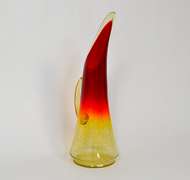 Vintage Amberina Crackle Glass Pitcher, Elongated Spout